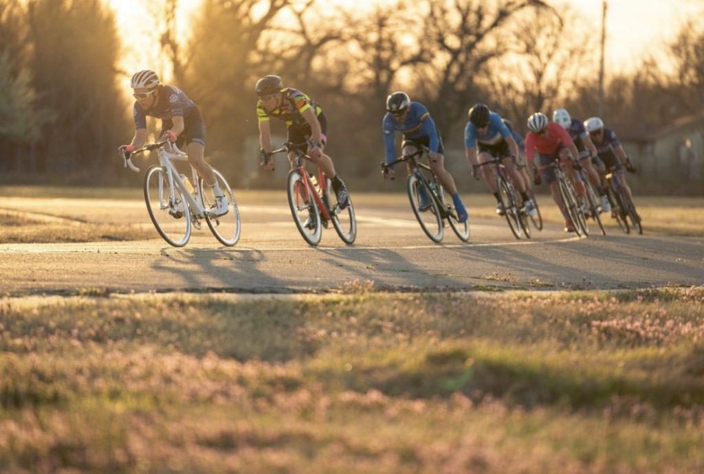 Cyclists competing in Wheeler Crit in in the Wheeler District OKC