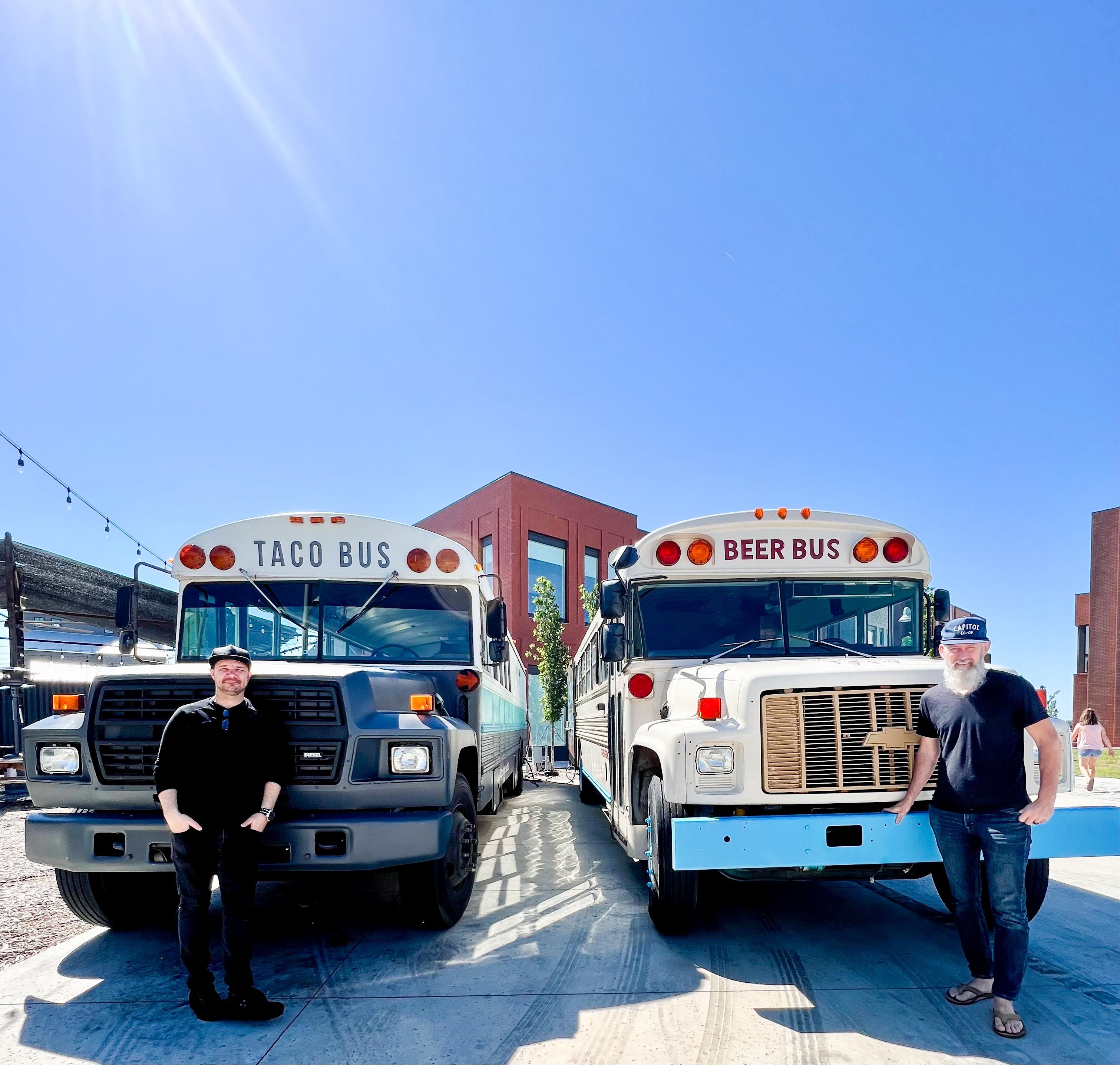 Taco Nation and Big Friendly Bus on Spoke St. in Wheeler District