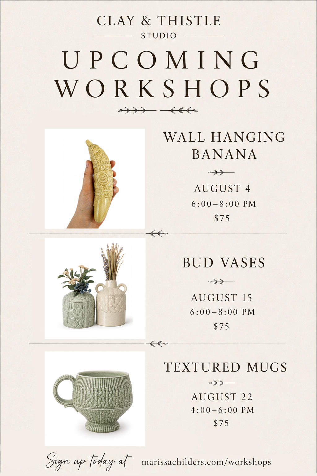 Clay & Thistle Pottery Workshop | Wall Hanging Banana